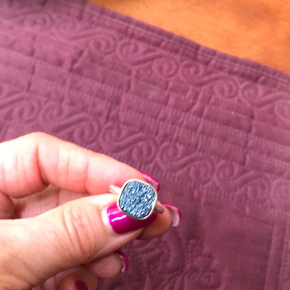 Sterling Silver and Blue Druzy Ring